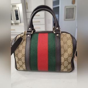 Gucci GG Canvas Web Boston Bag